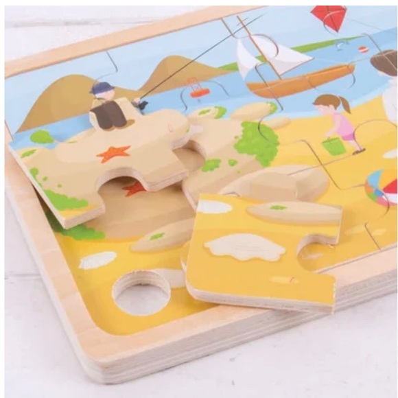 Bigjigs Toys At The Seaside Puzzle Wooden Educational Learning Toys Ages 2+ NEW - Picture 2 of 4
